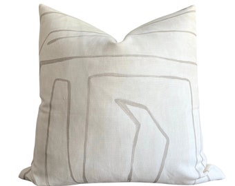 Graffito Pillow Cover in Parchment, Designer Pillow Covers, Decorative Pillows