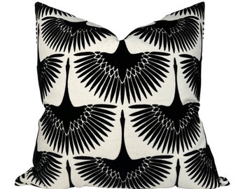 Flock Velvet Pillow Cover in Onyx, Designer Pillow Covers, Decorative Pillows