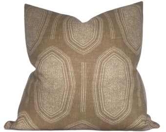 Kamba Pillow Cover in Sand Brown, Designer Pillow Covers, Decorative Pillows