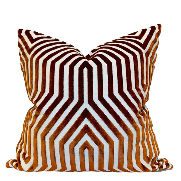 Vanderbilt Velvet Pillow Cover in Russet, Designer Pillow Covers, Decorative Pillows