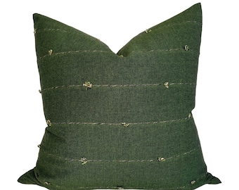 Laurel Striped Pillow Cover in Evergreen, Designer Pillow Covers, Decorative Pillows, Woven Pillows