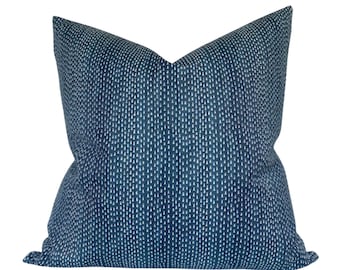 Kantha Pillow Cover in Navy Blue, Designer Pillow Covers, Decorative Pillows