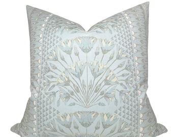 Cairo Pillow Cover in Spa Blue, Designer Pillow Covers, Decorative Pillows