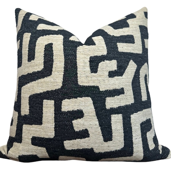 Batik Pillow Cover in Cream + Black, Designer Pillow Covers, Decorative Pillows