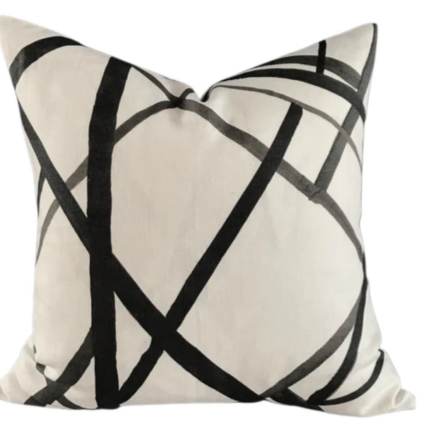 Channels Abstract Pillow Cover in Ebony, Designer Pillow Covers, Decorative Pillows