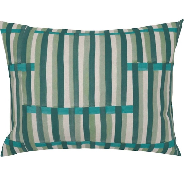 Anni Striped Pillow Cover in Green, Designer Pillow Covers, Decorative Pillows