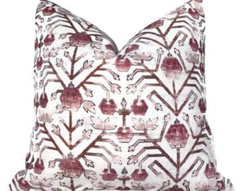 Khotan Pillow Cover in Hibiscus 07, Designer Pillow Covers, Decorative Pillows