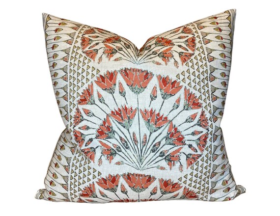 Cairo Pillow Cover in Coral Designer Pillow Covers Decorative Pillows Etsy