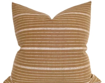 Funda de almohada a rayas Cusco en color arena, fundas de almohada de diseño, almohadas decorativas