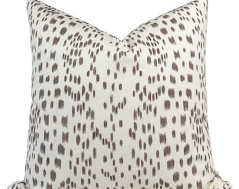 Les Touches Pillow Cover in Tan Brown, 8012138.16, Designer Decorative Pillows, Brunschwig + Fils Textiles