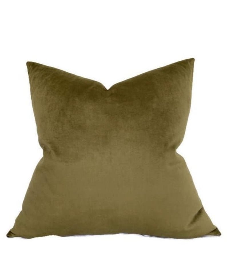 Olive Green Velvet Pillow Cover Luxe Velvet Pillow Designer Etsy