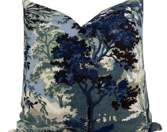 Lincoln Toile Pillow Cover in Navy, Designer Pillow Covers, Decorative Pillows