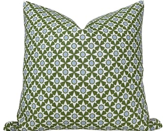Serendipity Pillow Cover in Green, Designer Pillow Covers, Decorative Pillows, F Schumacher Textiles