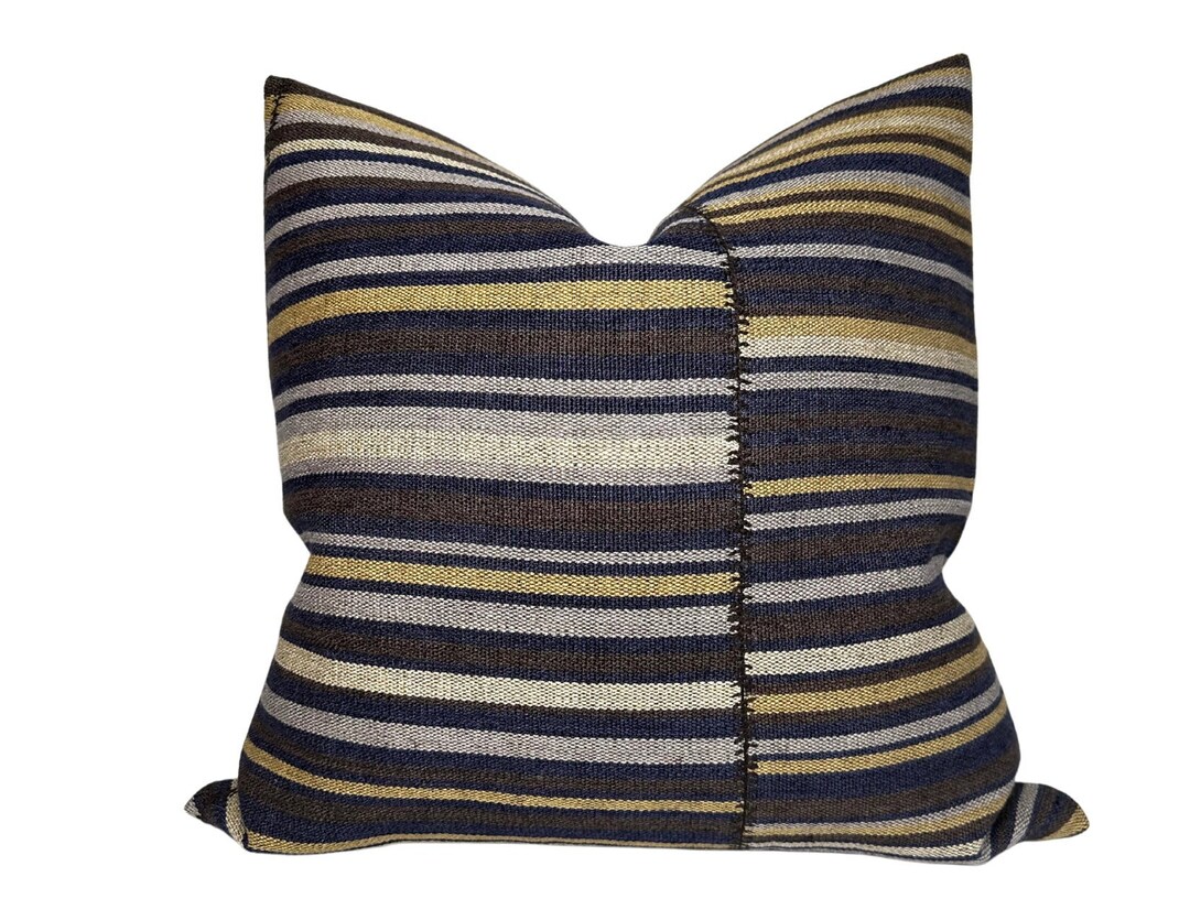 MAZAN Woven Pillow Cover in Navy Blue, Designer Pillow Covers, Decorative Pillows Etsy