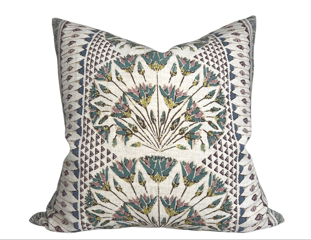 Cairo Pillow Cover in Teal Blue, Designer Pillow Covers, Decorative