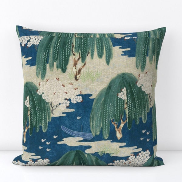 Willow Tree Pillow Cover in Navy, Designer Pillow Covers, Decorative Pillows