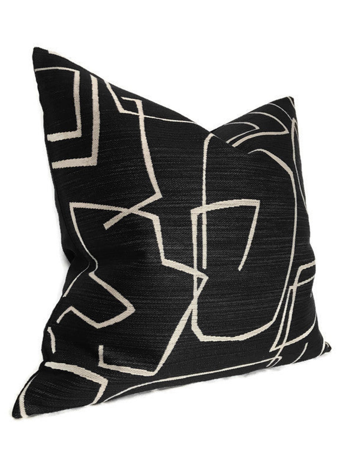 Abstract Pillow Cover in Black Designer Pillow Covers Etsy