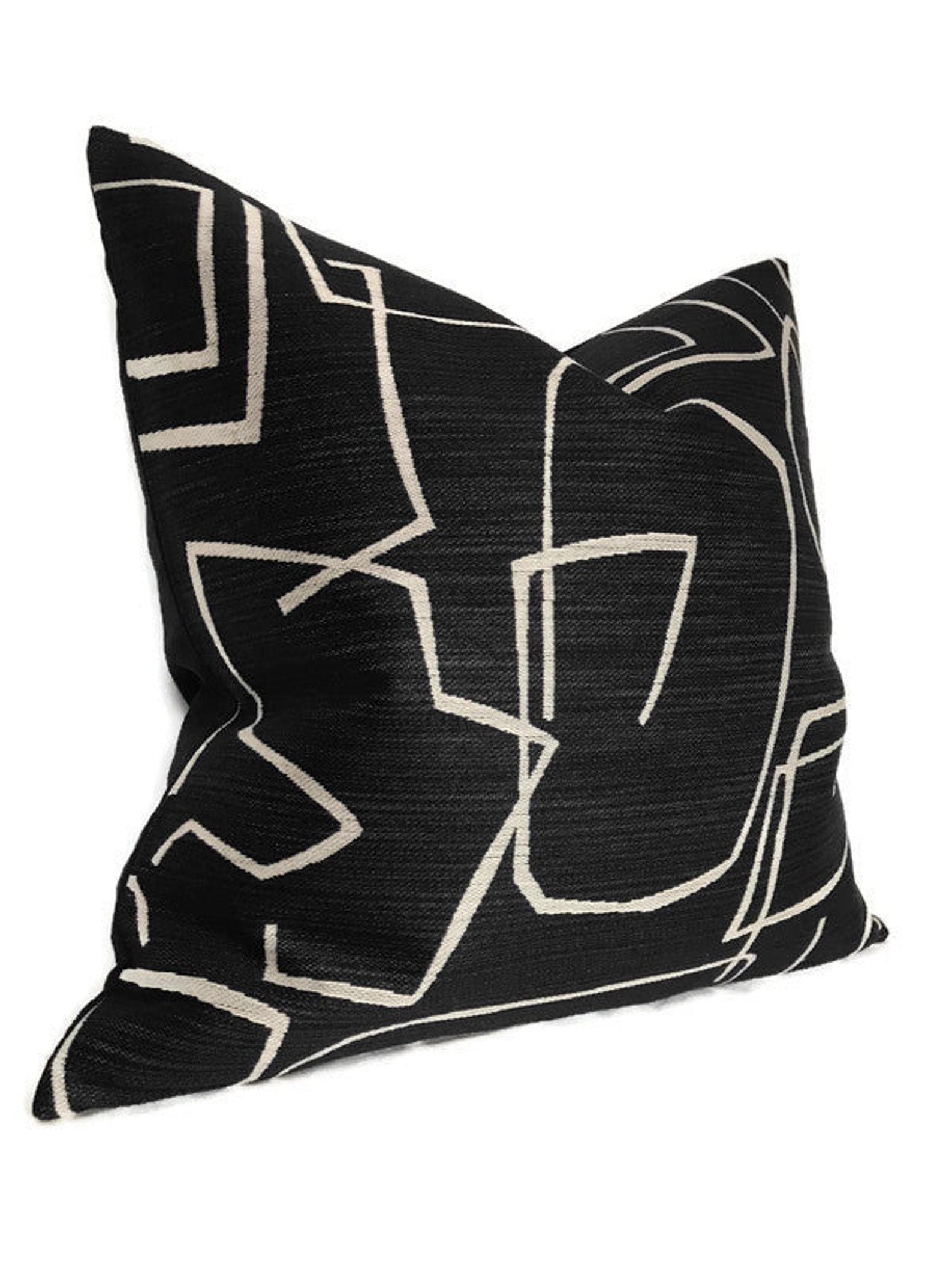 Abstract Pillow Cover in Black Designer Pillow Covers Etsy