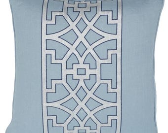 Don't Fret Pillow Cover in Sky Blue, Designer Pillow Covers, Decorative Pillows
