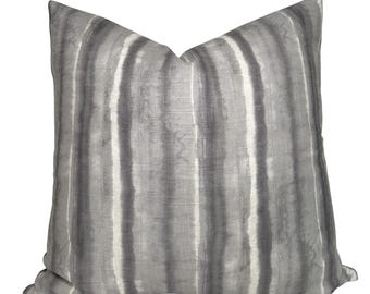KUMO Stripe Pillow Cover in Grey, Designer Decorative Pillows, Serena Dugan Textiles