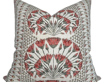 Cairo Pillow Cover in Coral, Designer Pillow Covers, Decorative Pillows