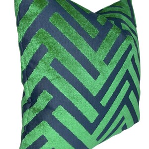 Emerald Green Chevron Velvet Pillow Cover, Maze Velvet Pillow, Designer Pillow Covers, Decorative Pillows, Luxe Velvet image 2