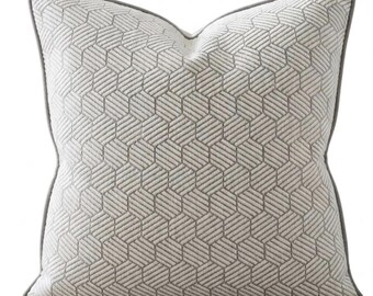 Abaco Pillow Cover in Grey, Designer Decorative Pillows, Schumacher Textiles