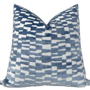 Mod Velvet Pillow Cover in Marine Blue, Designer Pillow Covers, Decorative Pillows