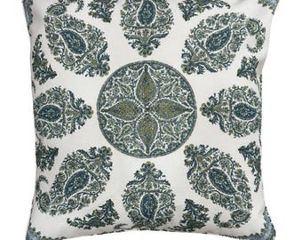 Samarkand Kissenbezug in Blau + Grün, Designer Dekokissen, Peter Dunham Textiles