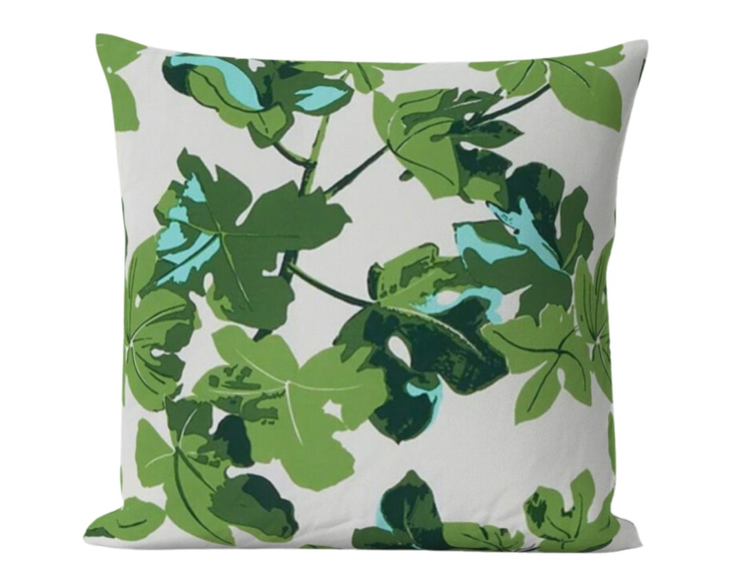 FIG LEAF Pillow Cover in Green, Designer Pillow Covers, Decorative