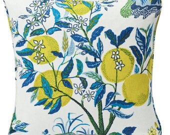 Citrus Garden Pillow Cover in Pool Blue, Designer Pillow Covers, Decorative Pillows