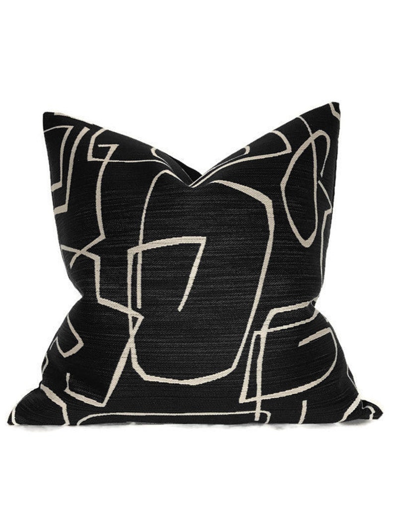 Abstract Pillow Cover in Black Designer Pillow Covers Etsy