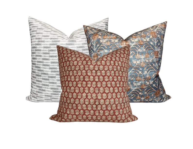 Floral Pillow Cover in Saffron Red Designer Pillow Covers Etsy