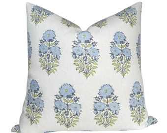 Mughal Pillow Cover in Blue, Designer Decorative Pillows, Lisa Fine Textiles
