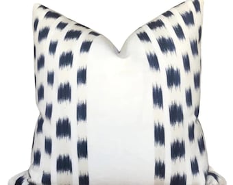 Izmir Stripe Pillow Cover in Indigo Blue, Designer Pillow Covers, F Schumacher Textiles