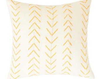 Chevron MudCloth Pillow Cover in Orange, Authentic Mudcloth Pillow Cover Designer Pillow Covers, Decorative Pillows