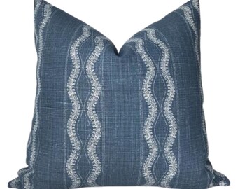 Zanzibar Pillow Cover in Indigo, Designer Decorative Pillows, Peter Dunham Textiles