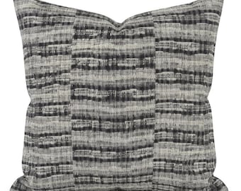 Thalassa Woven Pillow Cover in Charcoal 05, Designer Decorative Pillows, Zak + Fox Textiles