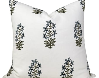 Udaipur Pillow Cover in Indigo, Designer Decorative Pillows, Peter Dunham Textiles