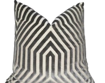 Ready to Ship, 22x22 Vanderbilt Velvet Pillow Cover in Dove Grey, Designer Pillow Covers, Decorative Pillows