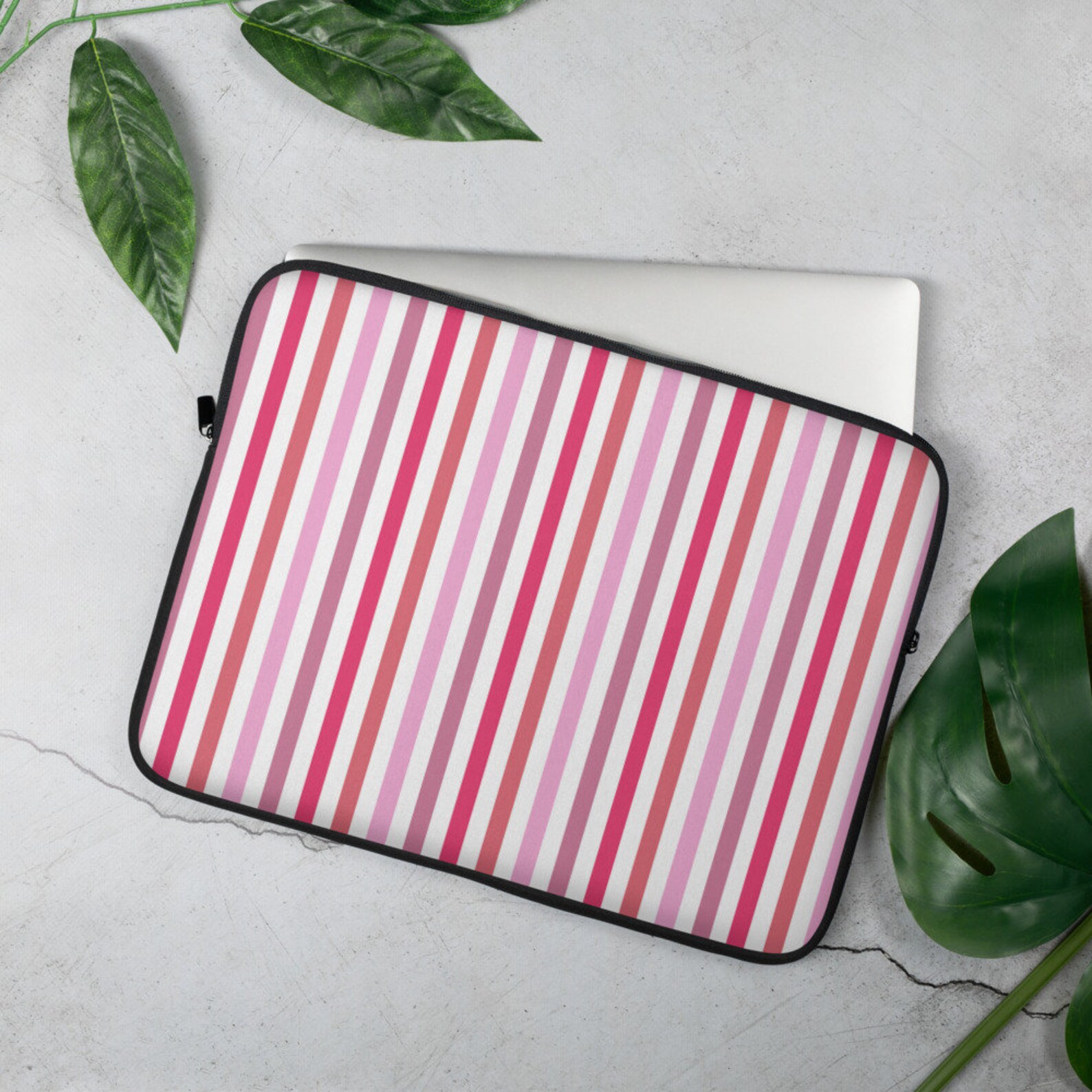 Macbook Sleeve Pretty Pink Collection Laptop Case Pink Stripe Etsy