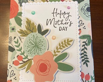 Happy Mother’s Day Card, center fold, handmade card