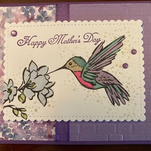 Happy Mother’s Day Card, Hummingbird, handmade card