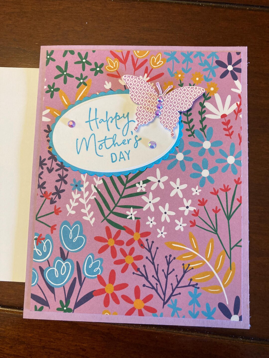 Mother’s Day, Flowers & Butteryfly Handmade Card - Etsy