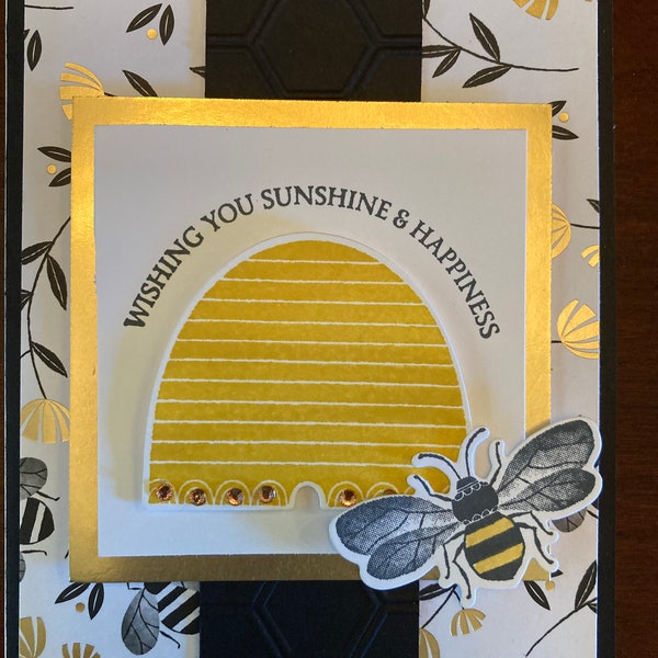 Honey Bee, Wishing You Sunshine & Happiness,  handmade card