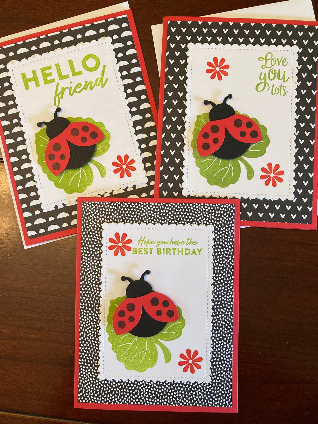Ladybugs! Hello Friend, Happy Birthday or Love You Lots, Handmade Card ...