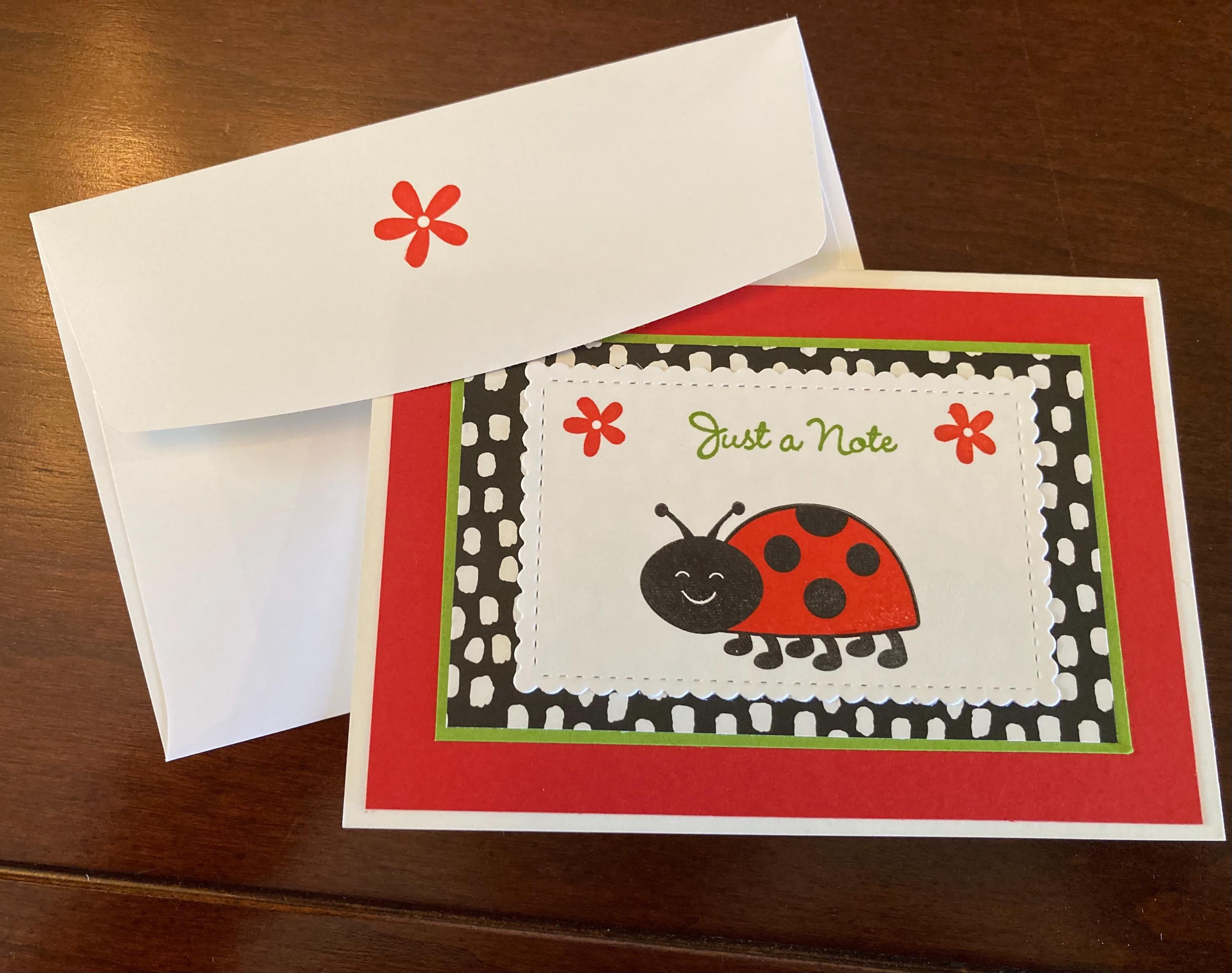 Ladybug “just a Note” Handmade Note Card - Etsy
