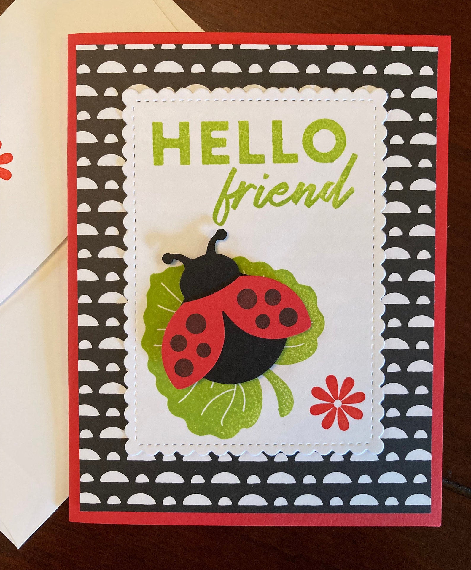 Ladybugs Hello Friend, Happy Birthday or Love You Lots, Handmade Card ...