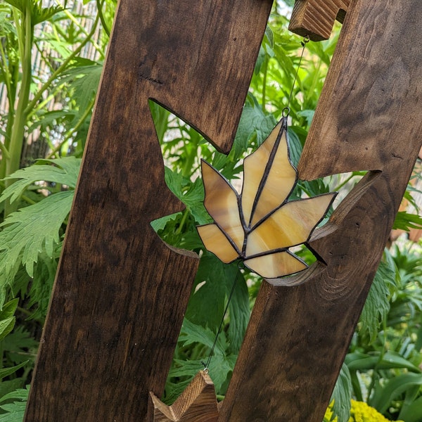 Gartenstele / Gartenstecker aus Holz Glas als Gartendeko