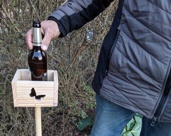 Garten Stehtisch aus Holz, Stecktisch für Grillen oder Gartenfest